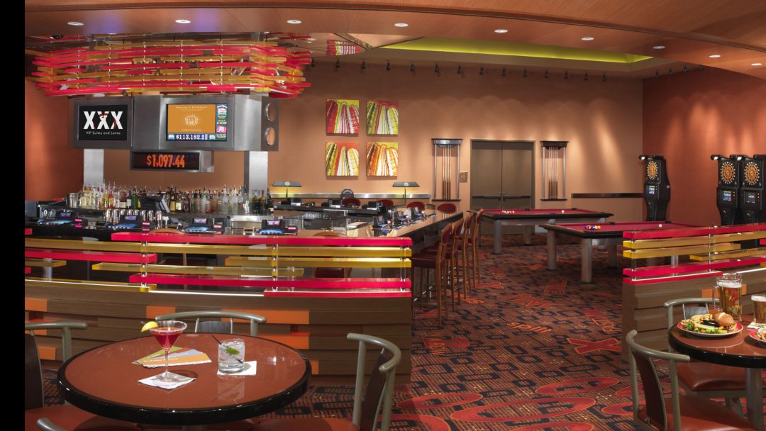 a photo of the bar at the bowling center